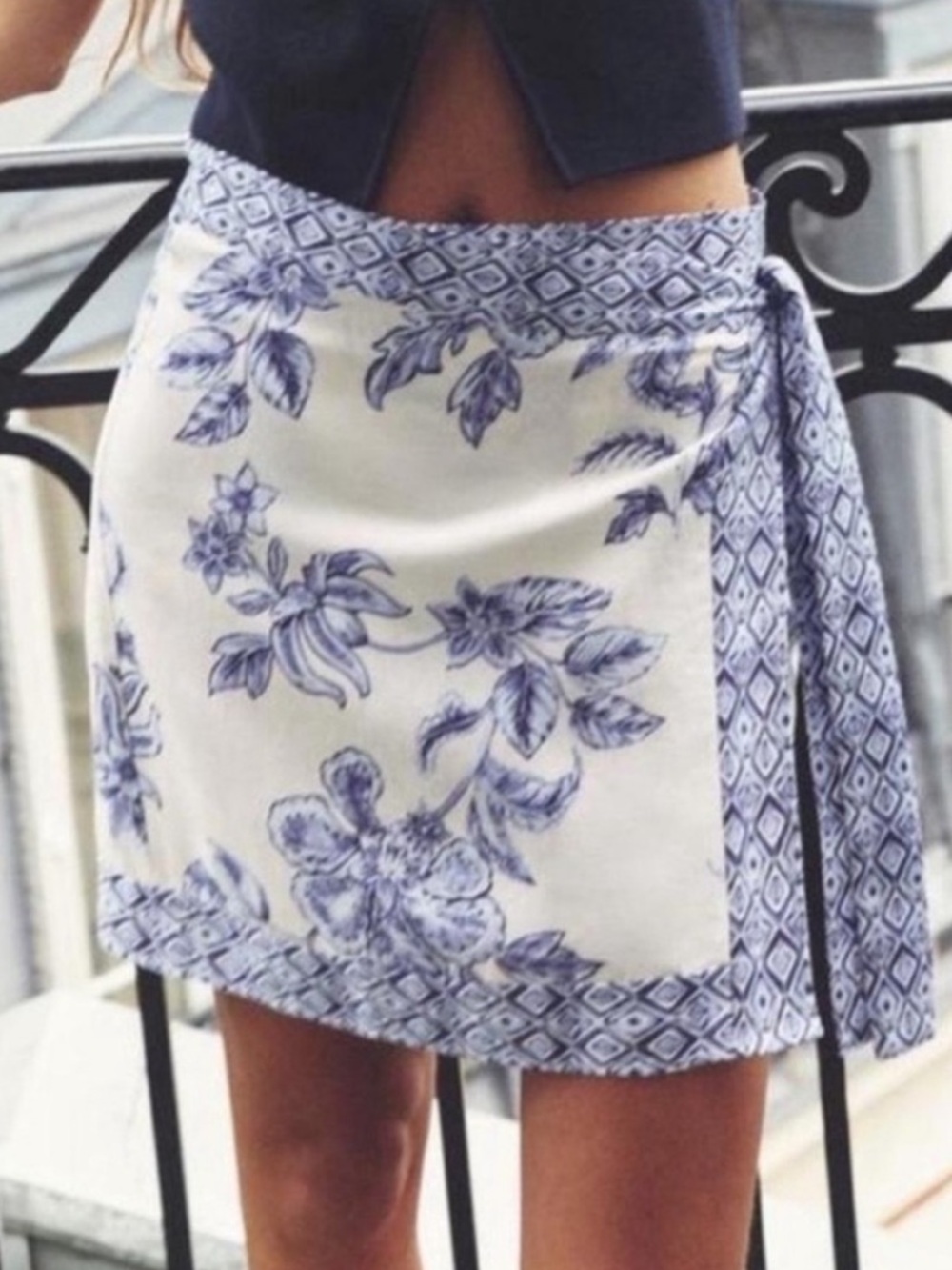 Zara Grecian Floral Wrap Mini Skirt NEW